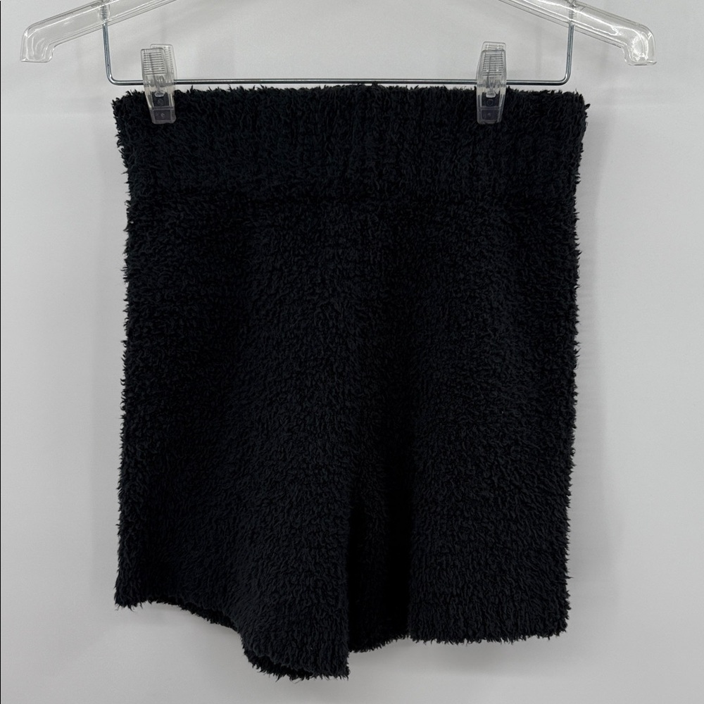 SKIMS Black Cotton Fleece High Waist Shorts Size S/M